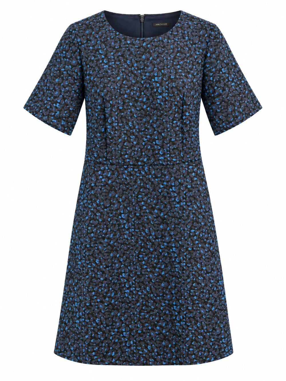 Ann Taylor Size 12 NWT Blue Black A-Line Dress Short Sleeve Workwear Preppy